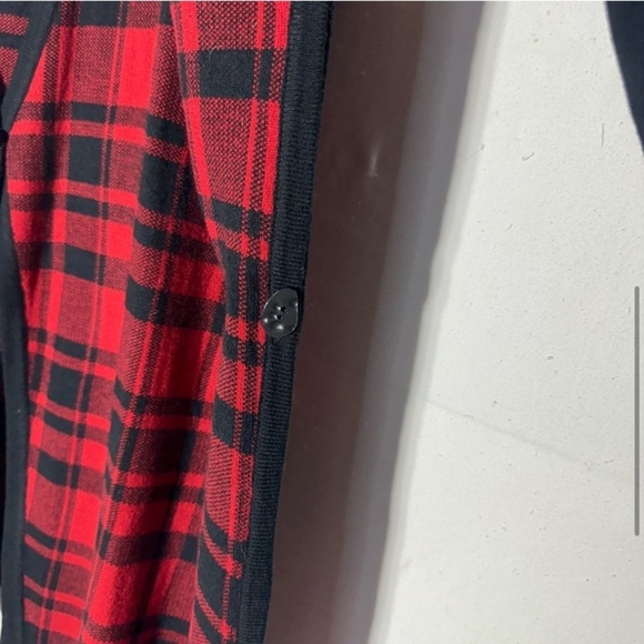 Guillaume Red Black Plaid Poncho With Fringe M/L - Picture 6 of 10